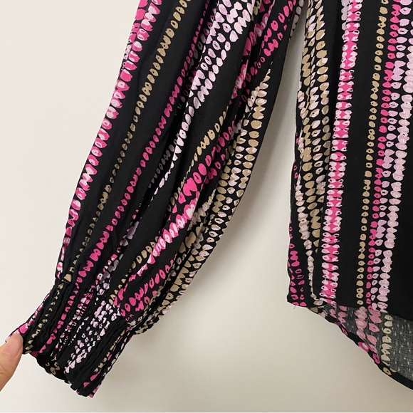 Maeve Anthropologie Colette Peasant Boho Blouse Balloon Sleeve Striped Print - Picture 5 of 16